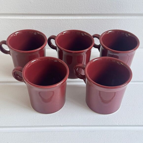 Fiestaware Cinnabar Lot of 5 Ring Handle Mugs - Picture 1 of 8